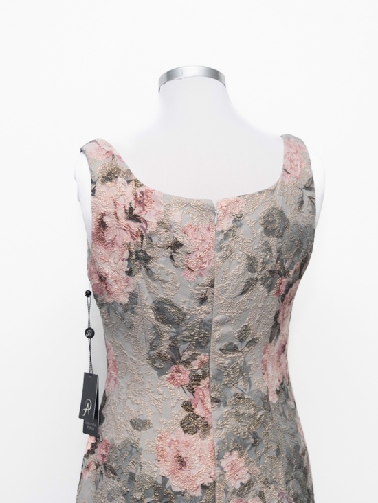 Adrianna Papell - Metallic Floral-Print Column Gown - Picture 13 of 13